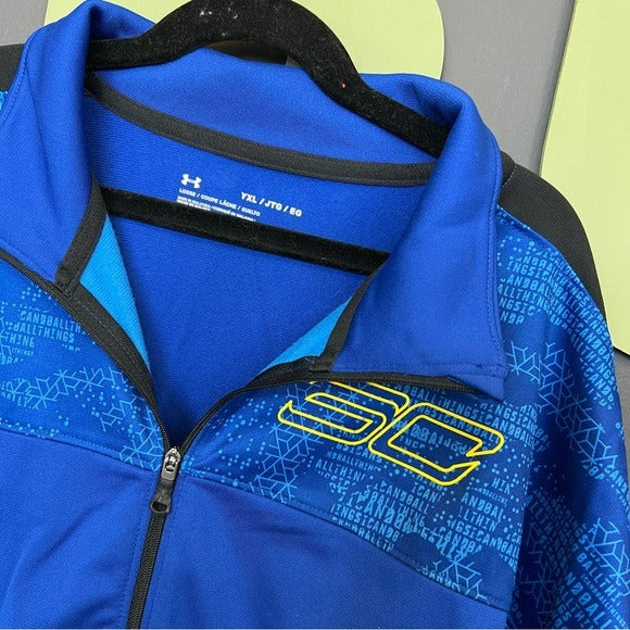 Under Armour Blue + Yellow Full Zip Jacket Size Youth XLarge