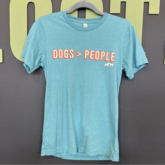 Dogs Over People Blue Short Sleeve Graphic Tee Small
