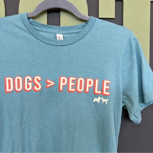 Dogs Over People Blue Short Sleeve Graphic Tee Small