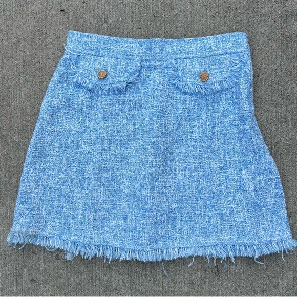 Light Blue Tweed Mini Skirt Small