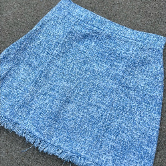 Light Blue Tweed Mini Skirt Small