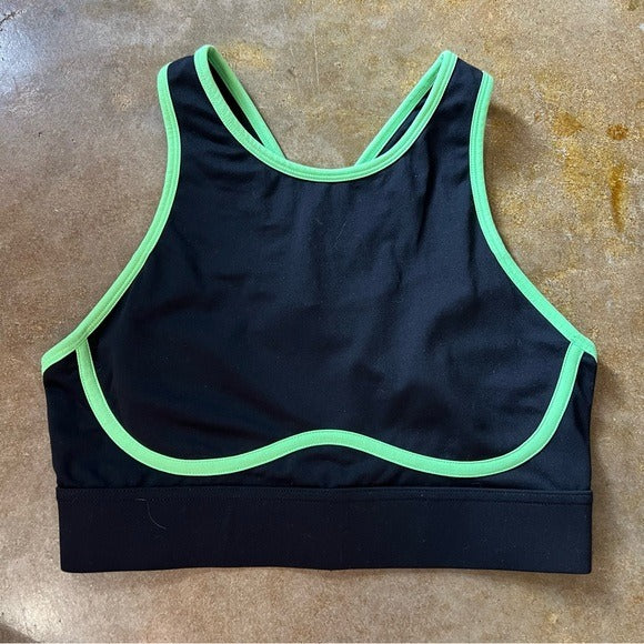 Fila Green Black Cross Strap Sports Bra Size Medium