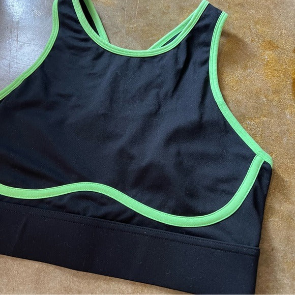 Fila Green Black Cross Strap Sports Bra Size Medium