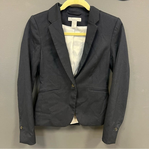 H&M Navy One Button Blazer Women’s Size 4