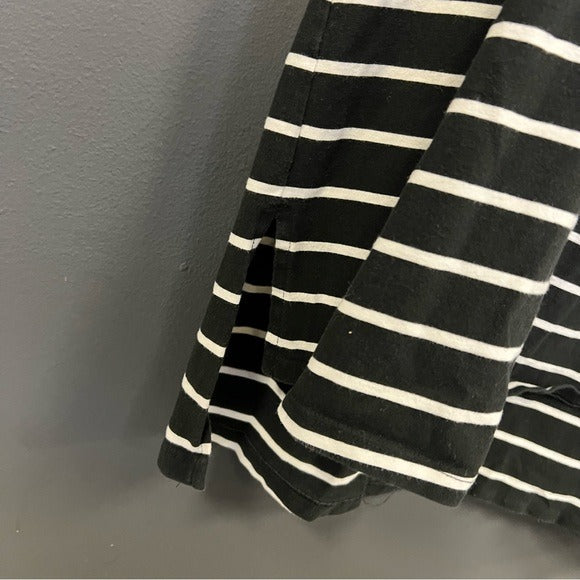 Terra & Sky Black + White Striped V-Neckk T-Shirt Dress Size 3XL