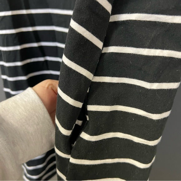 Terra & Sky Black + White Striped V-Neckk T-Shirt Dress Size 3XL