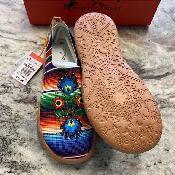 NEW Montana West Serape Slip On Sneakers Rhinestone Size 9