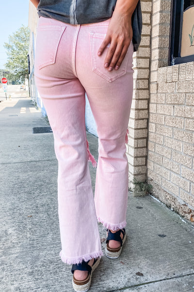 Risen Acid Pink Distressed Jeans
