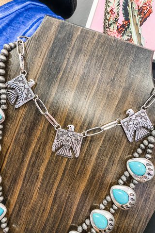 Chunky Silver Thunderbird Necklace