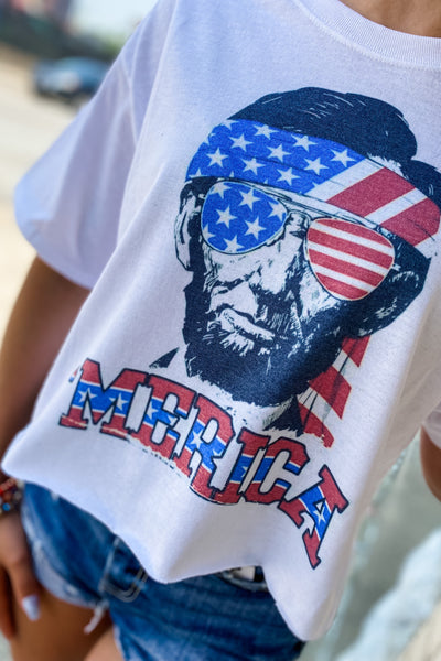 'Merica Lincoln Cropped Graphic Tee