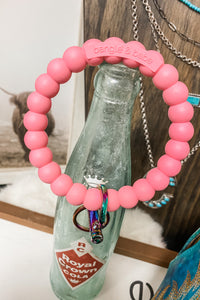 Bubble Collection Bangle & Babe Bracelet Key Ring - Bright Pink