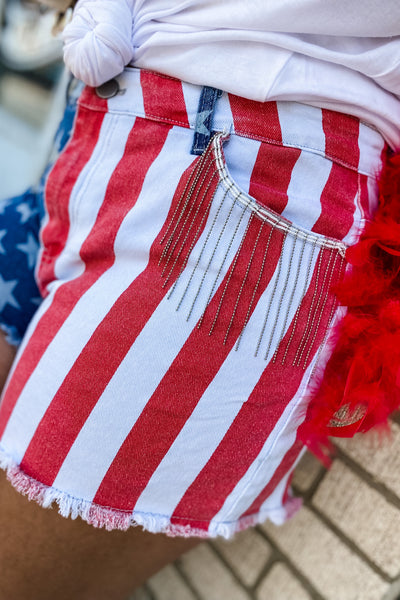 American Babe USA Flag Denim Shorts