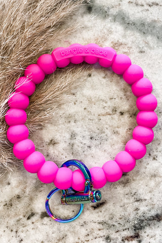 Bubble Collection Bangle & Babe Bracelet Key Ring - Neon Pink
