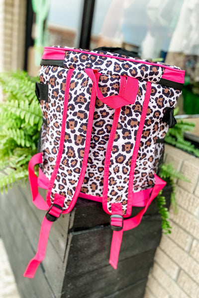 Leopard + Pink Backpack Cooler Bag