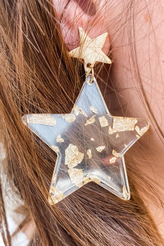 Gold Acrylic Star Earrings
