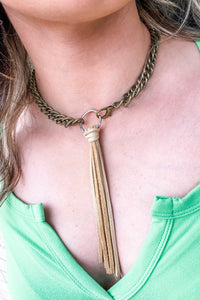 Scooples Buckskin Tassel Chain Necklace