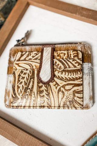 Tooled Leather + Cowhide Card Holder