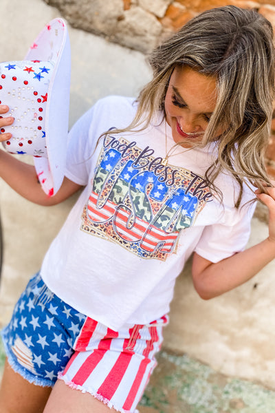 God Bless the USA Cropped Graphic Tee