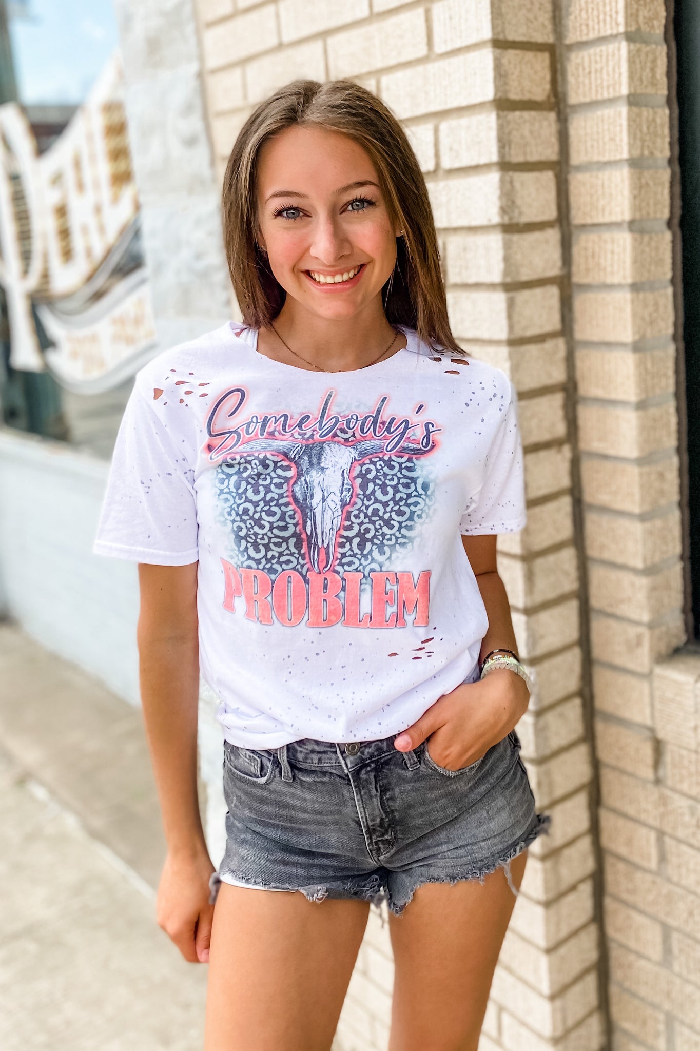 Somebody's Problem Cropped Graphic Tee