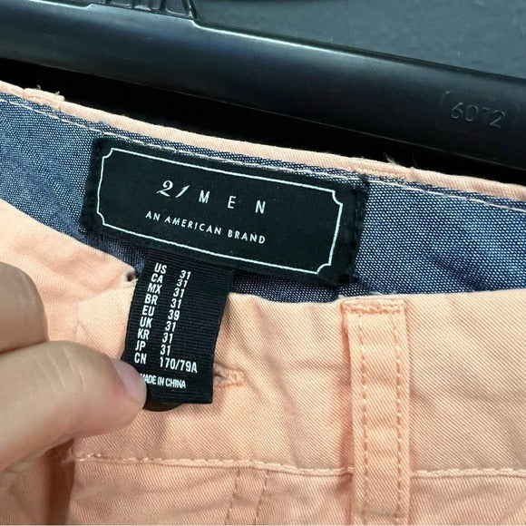 21 Men Orange Sherbet Chino 8” Shorts Size 31