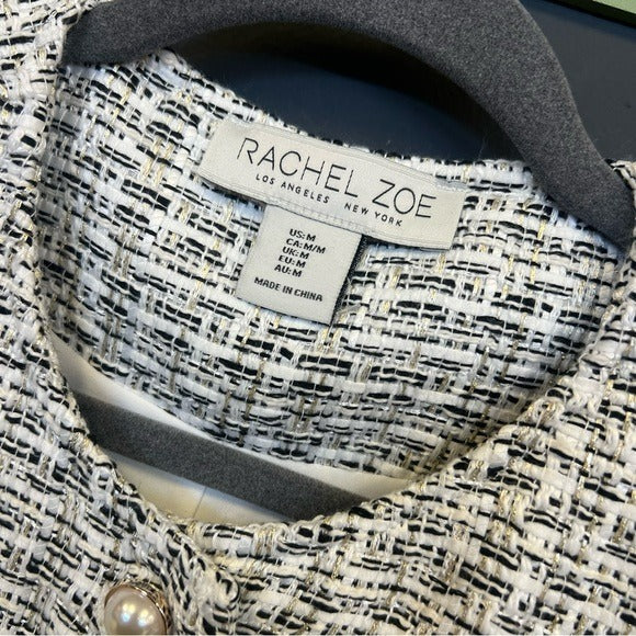 Rachel Zoe Tweed Pearl Button Down Blazer Medium