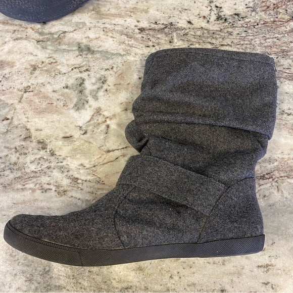 Blowfish Malibu Wool Blend Calf Length Gray Boots Size 9.5