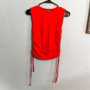 Olivia Rae NY Ruched Tie Side Red Sleeveless Blouse Size XS