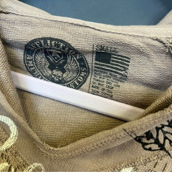 Affliction American Customs Fast Times Hooded Long Sleeve Top Size Small