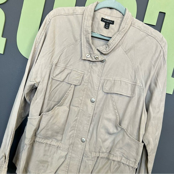 Tribal Tan Military Jacket Large