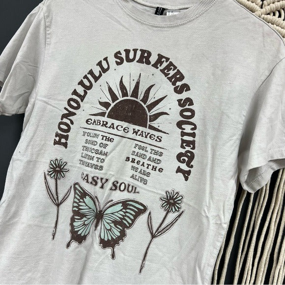 H&M Honolulu Surf Society Boxy Graphic Tee XS