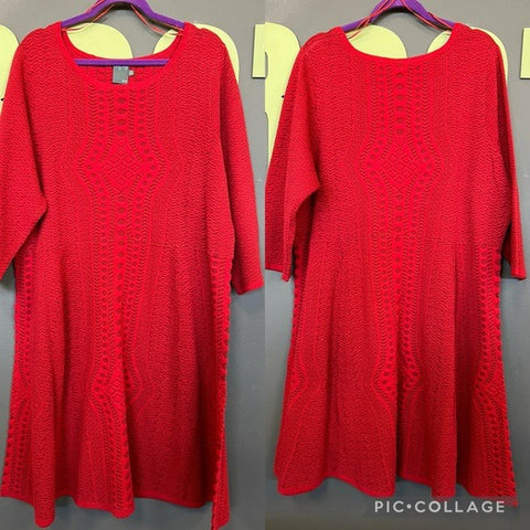 NWOT Gabby Skye Maroon Fit & Flare 3/4 Sleeve Sweater Dress Size 3X