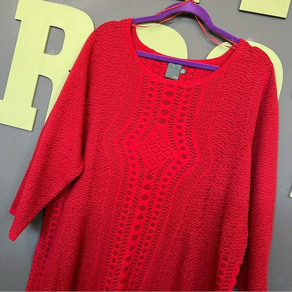 NWOT Gabby Skye Maroon Fit & Flare 3/4 Sleeve Sweater Dress Size 3X