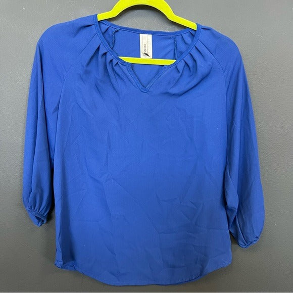Brenda’s Flowy Blue 3/4 Bubble Sleeve Blouse Small