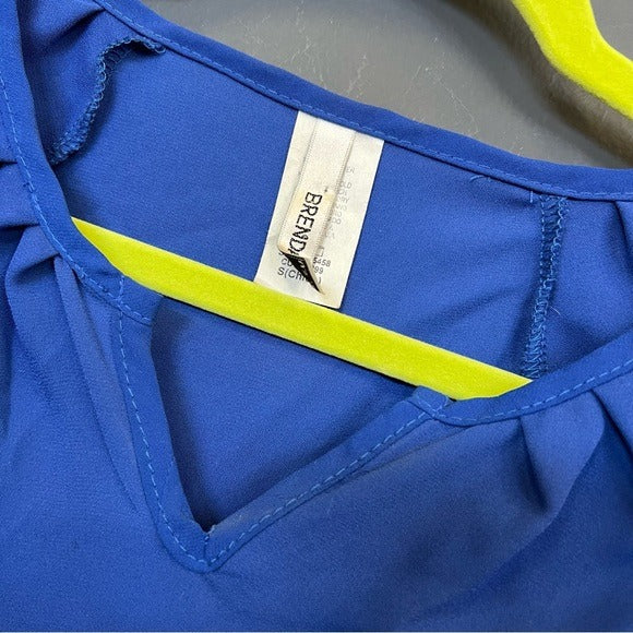 Brenda’s Flowy Blue 3/4 Bubble Sleeve Blouse Small