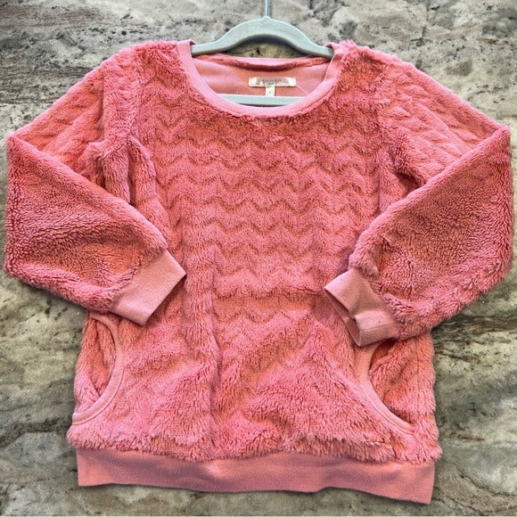 Tahari Girls Pink Fuzzy Crew Neck Sweater Size 6