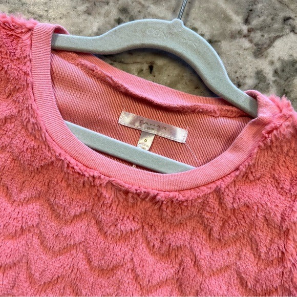 Tahari Girls Pink Fuzzy Crew Neck Sweater Size 6