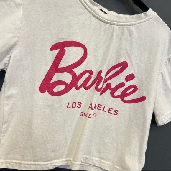 Barbie Girls Cropped Graphic Tee Size Youth Large