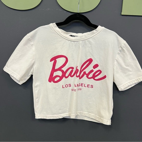 Barbie Girls Cropped Graphic Tee Size Youth Large