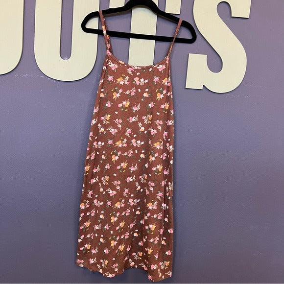 B-Tween Brown Floral Spaghetti Strap Dress Size 8