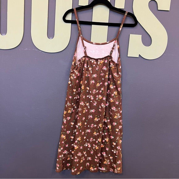 B-Tween Brown Floral Spaghetti Strap Dress Size 8