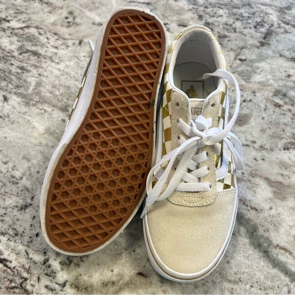 NEW Vans Gold + Ivory Old Skool Checkerboard Sneaker Size 6