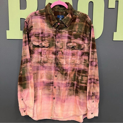 George Unisex Fit Distressed Bleached Vintage Flannel Size 2XL