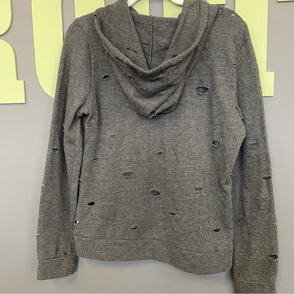 Reflex Distressed Black Hooded Sweatshirt Large