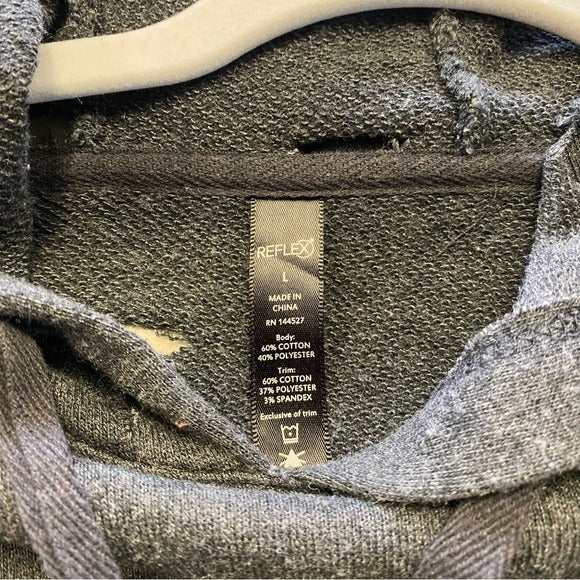 Reflex Distressed Black Hooded Sweatshirt Large