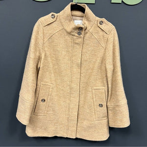 Chico’s Camel Tan 100% Wool Full Zip Bell Sleeve Jacket Medium