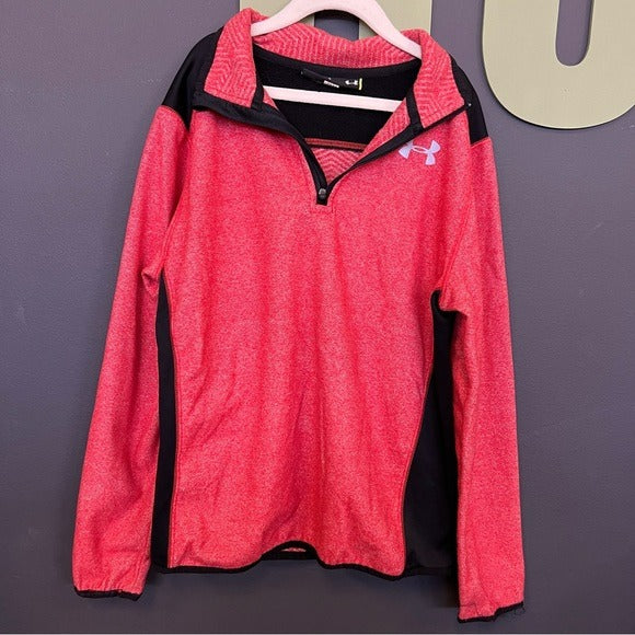 Under Armour Quarter Zip Red + Black Pullover Size Youth L