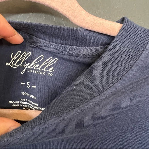 Lillybelle Clothing Navy Long Sleeve Lake Cottage Graphic Tee Small