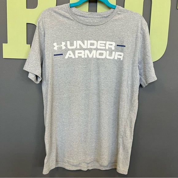 Under Armour UA Gray + Blue Graphic Tee Men’s Medium