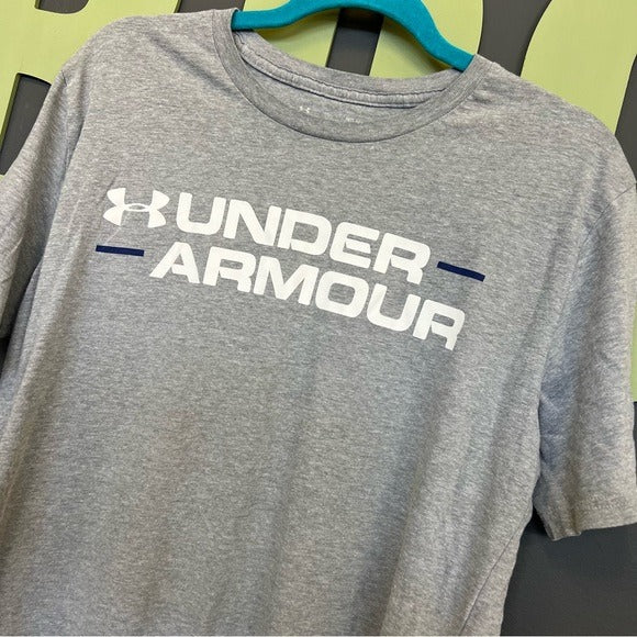 Under Armour UA Gray + Blue Graphic Tee Men’s Medium