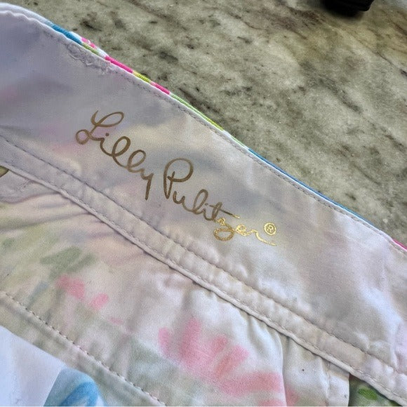 Lilly Pulitzer Callahan Tropical Print Beach Low Rise Straight Fit Shorts Size 4